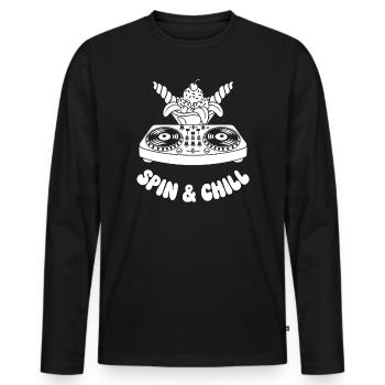 Spinn & Chill DJ Crème glacée - T-shirt manches longues Premium bio Homme - noir - Devant - Nico (187cm)