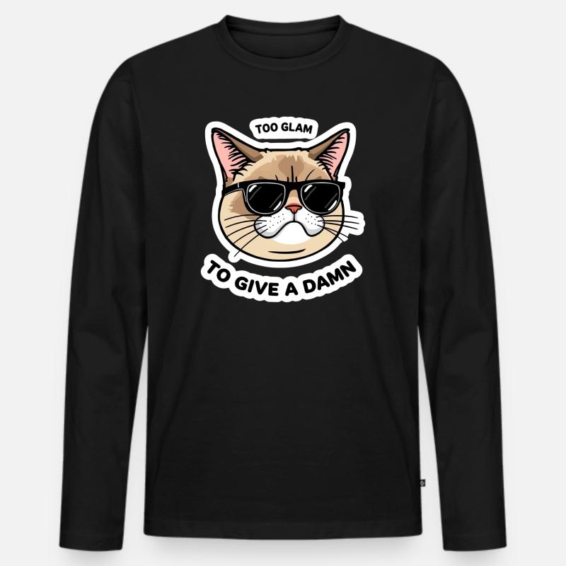 Too Glam Cat Sticker Cool Design - Männer Premium Bio Langarmshirt - Schwarz