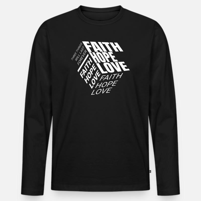 Glaube Hoffnung Liebe - Männer Premium Bio Langarmshirt - Schwarz