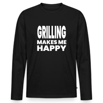 Griller - T-shirt manches longues Premium bio Homme - noir - Devant - Nico (187cm)