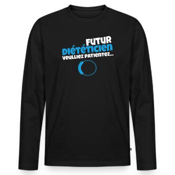 Future dietician – Please wait - Men's Premium Organic Long Sleeve Shirt - black - Front - Nico (187cm)