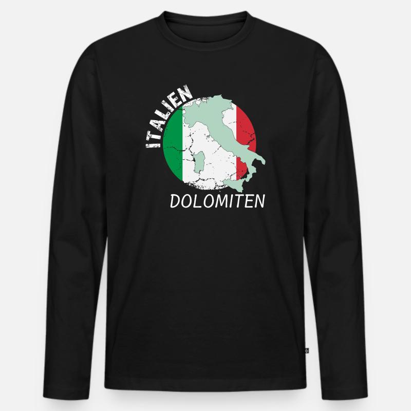 Dolomiten - Männer Premium Bio Langarmshirt - Schwarz
