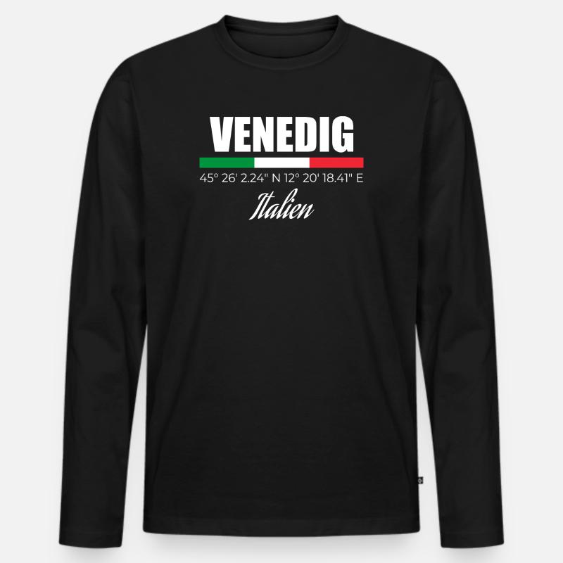 Venedig - Männer Premium Bio Langarmshirt - Schwarz
