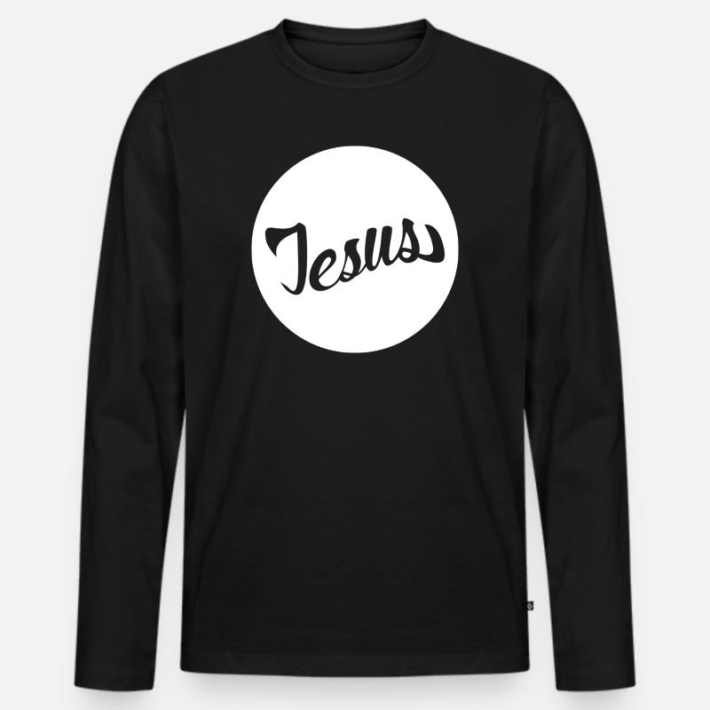 Jesus Scripture in a Circle - Men's Premium Organic Long Sleeve Shirt - black