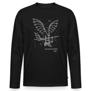 Bauplan Flügel Flugzeug Patent 1466 - Männer Premium Bio Langarmshirt - Schwarz - Vorne - Nico (187cm)