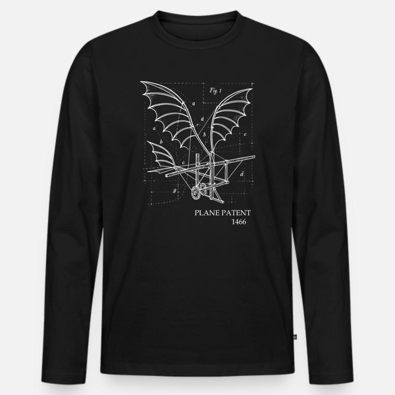 Bauplan Flügel Flugzeug Patent 1466 - Männer Premium Bio Langarmshirt - Schwarz