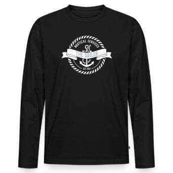 Nautic Design Sailor Emblem Nautical Patch - Men's Premium Organic Long Sleeve Shirt - black - Front - Nico (187cm)