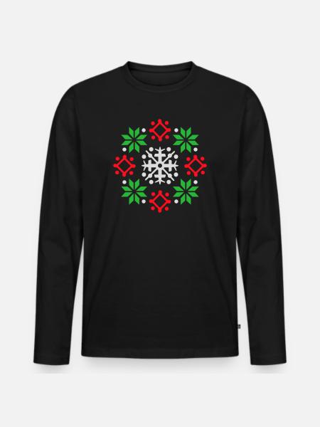 Snowflakes Pattern Christmas Sweater Snow - Men's Premium Organic Long Sleeve Shirt - black