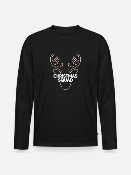 Neon Hirsch Geweih Christmas Squad - Männer Premium Bio Langarmshirt - Schwarz