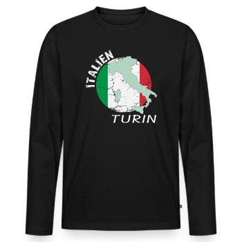 Turin - Men's Premium Organic Long Sleeve Shirt - black - Front - Nico (187cm)