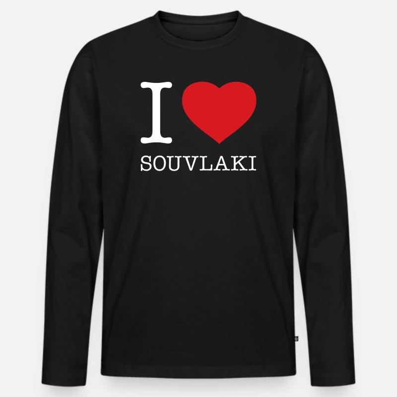 I love Souvlaki - Männer Premium Bio Langarmshirt - Schwarz