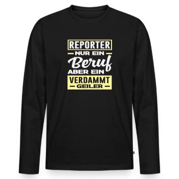 Journaliste d’investigation Profession de journaliste - T-shirt manches longues Premium bio Homme - noir - Devant - Nico (187cm)