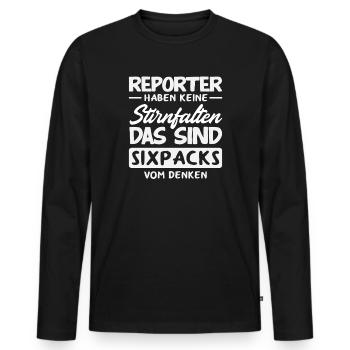 Journaliste d’investigation Journaliste Rides du front - T-shirt manches longues Premium bio Homme - noir - Devant - Nico (187cm)