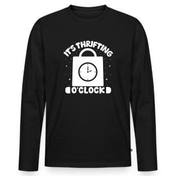 Friperie C’est la friperie O ́Clock Love Thrifting - T-shirt manches longues Premium bio Homme - noir - Devant - Nico (187cm)