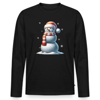 GOlf Christmas Sports Santa Claus - Men's Premium Organic Long Sleeve Shirt - black - Front - Nico (187cm)
