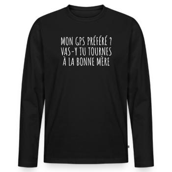 Orientation Marseille - Bonne Mère Citation - T-shirt manches longues Premium bio Homme - noir - Devant - Nico (187cm)