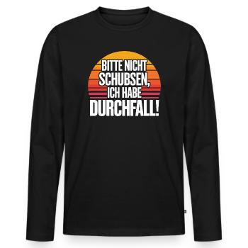S’il vous plaît, ne poussez pas, j’ai la diarrhée plus drôle - T-shirt manches longues Premium bio Homme - noir - Devant - Nico (187cm)