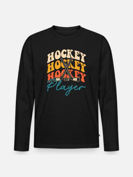 Hockey Eishockey Eishockeyspieler Geschenk - Men's Premium Organic Long Sleeve Shirt - black