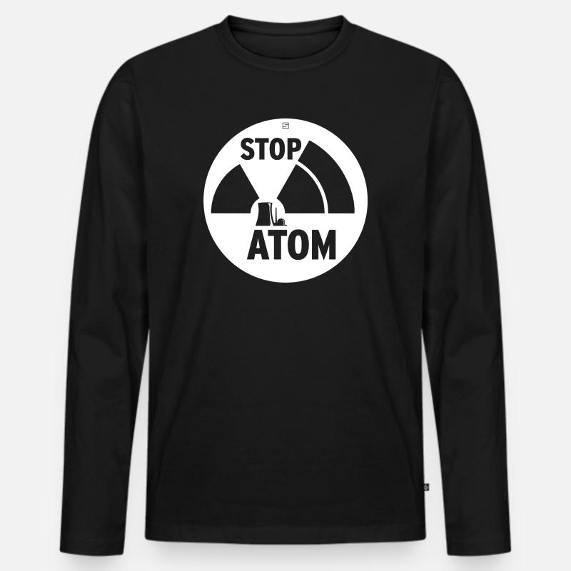 STOP ATOM - Männer Premium Bio Langarmshirt - Schwarz