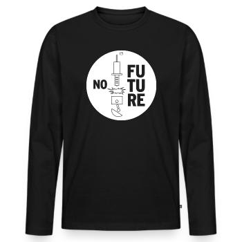 NO FUTURE - Männer Premium Bio Langarmshirt - Schwarz - Vorne - Nico (187cm)