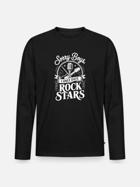 Festival Sorry Jongens Ik Date Alleen Rocksterren Groupie - Mannen Premium Bio shirt met lange mouwen - zwart
