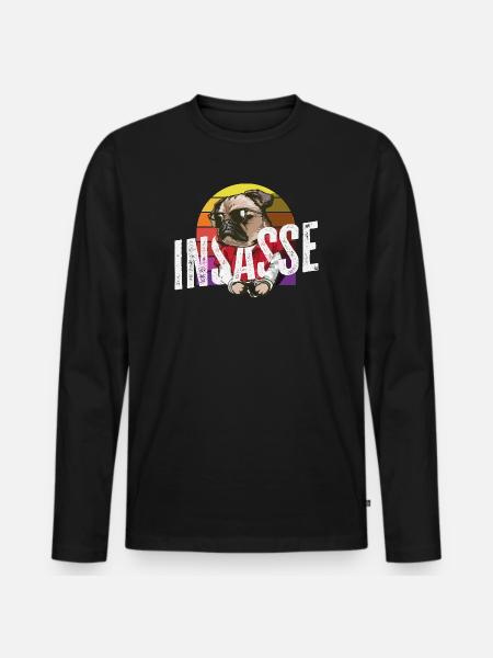 Inmate Retro Pug Funny Carnival Helau - Men's Premium Organic Long Sleeve Shirt - black