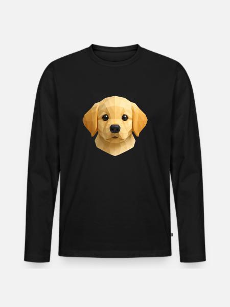 Cute Golden Retriever Puppy – Polygon Dog Design - Men's Premium Organic Long Sleeve Shirt - black