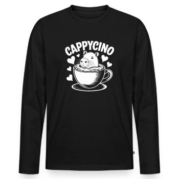 CAPPYCINO Capybara au café cappuccino humour - T-shirt manches longues Premium bio Homme - noir - Devant - Nico (187cm)