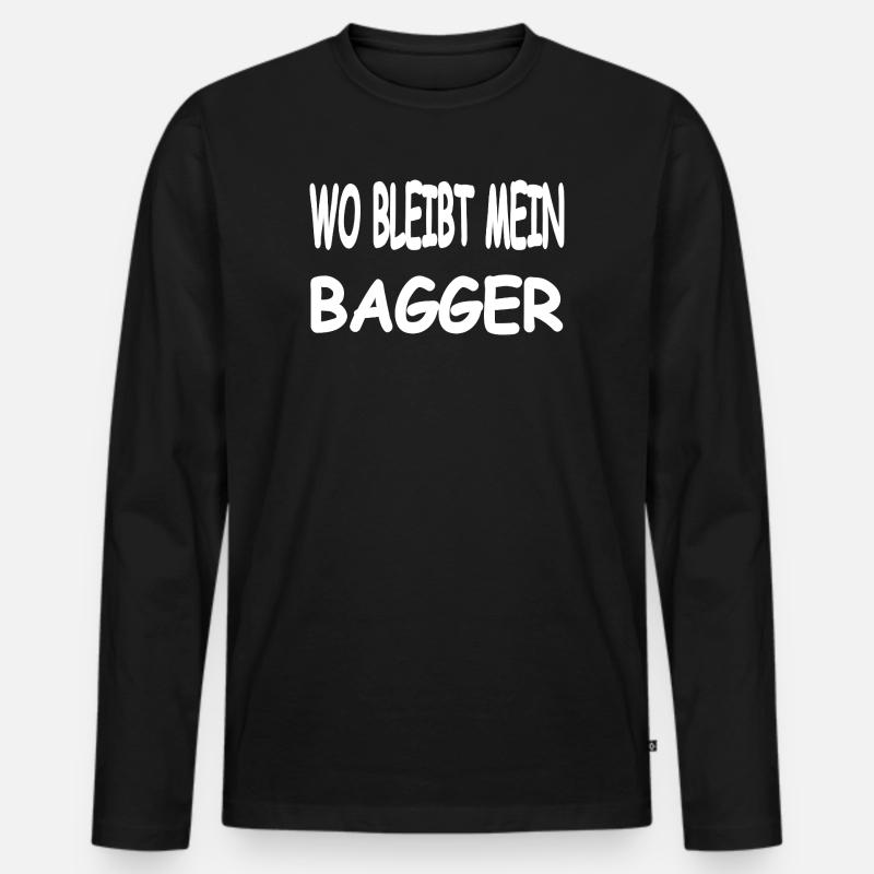 Bagger - Männer Premium Bio Langarmshirt - Schwarz