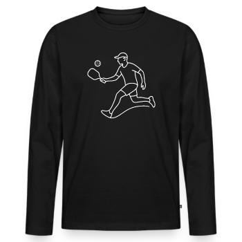 Pickleball Spieler Skizze – einfaches Sportmotiv - Männer Premium Bio Langarmshirt - Schwarz - Vorne - Nico (187cm)