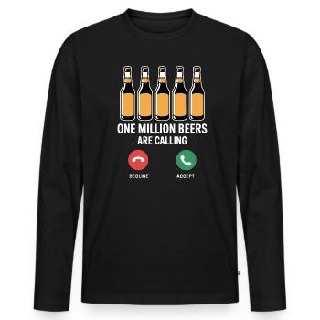 One MIllion Beers are calling - Funny Drinking Mem - Men's Premium Organic Long Sleeve Shirt - black - Front - Nico (187cm)