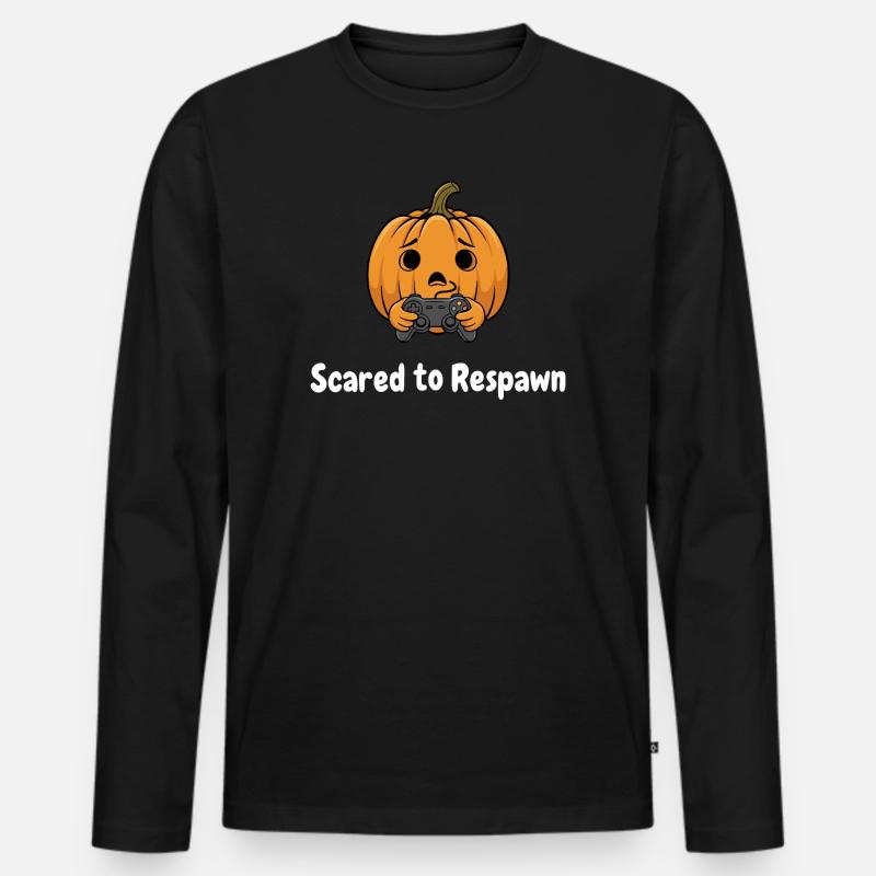 Kuerbis mit Controller Scared to Respawn - Männer Premium Bio Langarmshirt - Schwarz