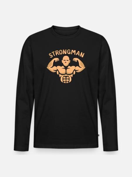 Strongman Bodybuilder – Kraft & Muskelpower - Männer Premium Bio Langarmshirt - Schwarz