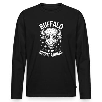 Buffalo Saying Buffalo Funny Buffalo Gift - Men's Premium Organic Long Sleeve Shirt - black - Front - Nico (187cm)