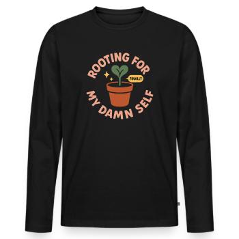 Achtsames Wachstum, Frühlingserneuerung, - Männer Premium Bio Langarmshirt - Schwarz - Vorne - Nico (187cm)