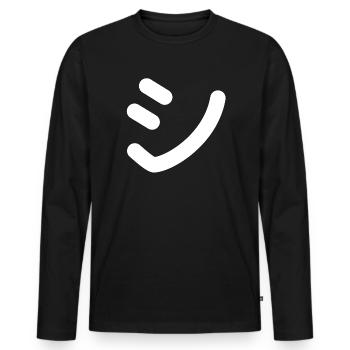 Texte japonais 'シ' (Shi) – Blanc - T-shirt manches longues Premium bio Homme - noir - Devant - Nico (187cm)