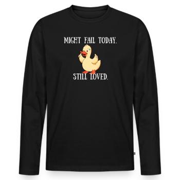 Might Fail Today - Still Loved - Männer Premium Bio Langarmshirt - Schwarz - Vorne - Nico (187cm)