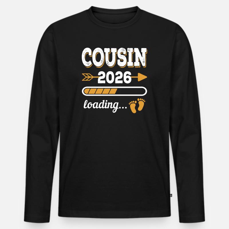 Cousin 2026 Loading Großer Cousin Geschenk - Männer Premium Bio Langarmshirt - Schwarz