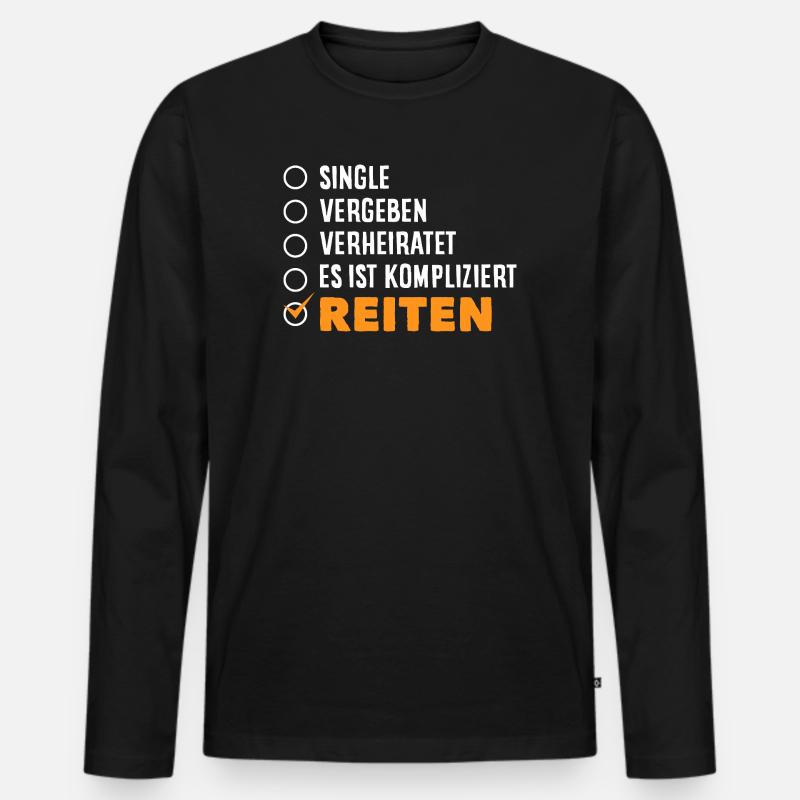 Pferdemädchen Reiten Ponyfans Reiter - Männer Premium Bio Langarmshirt - Schwarz
