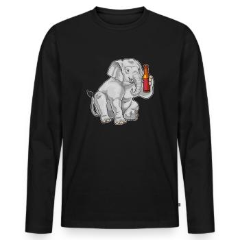 Elephant Bottle of Beer - Men's Premium Organic Long Sleeve Shirt - black - Front - Nico (187cm)