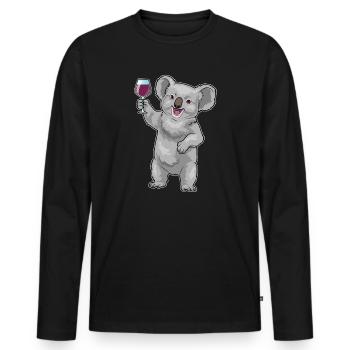 Koala Red Wine - Men's Premium Organic Long Sleeve Shirt - black - Front - Nico (187cm)