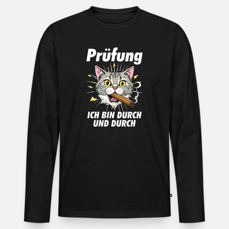 KATZE Zigarre Prüfung - Männer Premium Bio Langarmshirt - Schwarz