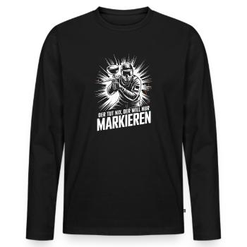 Le plaisir du paintball - il ne fait rien, il veut juste - T-shirt manches longues Premium bio Homme - noir - Devant - Nico (187cm)