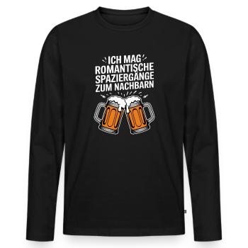 I like romantic walks to the neighbor - Men's Premium Organic Long Sleeve Shirt - black - Front - Nico (187cm)