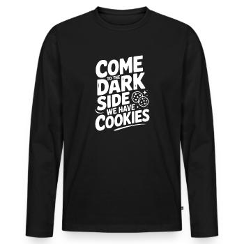 Venez du côté obscur : nous avons des cookies - T-shirt manches longues Premium bio Homme - noir - Devant - Nico (187cm)