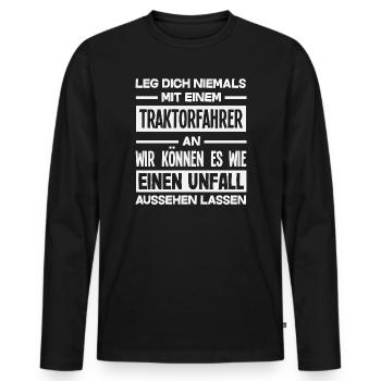 Don't mess with tractor drivers - Men's Premium Organic Long Sleeve Shirt - black - Front - Nico (187cm)