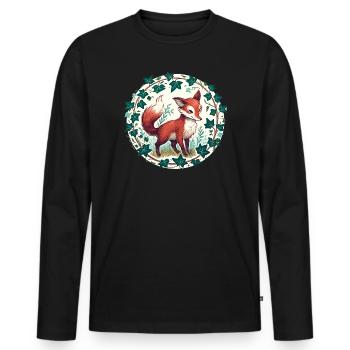 Efeu Fuchs Kreis - Männer Premium Bio Langarmshirt - Schwarz - Vorne - Nico (187cm)