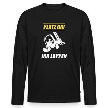 Espace depuis votre chiffon / cariste disant - T-shirt manches longues Premium bio Homme - noir - Devant - Nico (187cm)