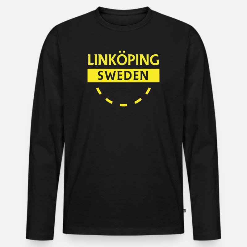Linköping Schweden Neon Text - Männer Premium Bio Langarmshirt - Schwarz