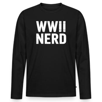 WWII Nerd World War 2 - Men's Premium Organic Long Sleeve Shirt - black - Front - Nico (187cm)